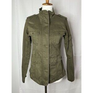 Kensie Jeans Olive Green Stretch Utility Jacket Women’s M Cotton Blend